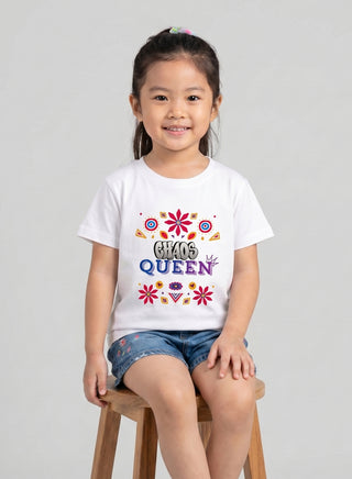 Girls Chaos Queen White T-shirts