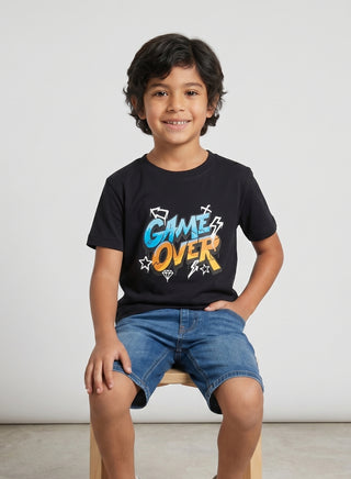 Boys Game Over Black T-Shirt