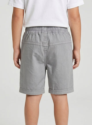 Boys Grey Cotton Cargo Shorts with Pockets