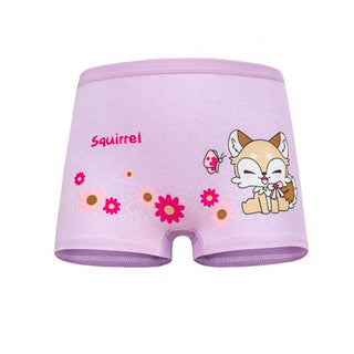 Babyqlo Squirrel Printed Cotton Underpant Pack of 4 For Girls- Multicolor