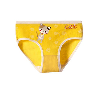 Babyqlo Happy Cats Printed Cotton Underpant Pack of 4 For Girls- Yellow