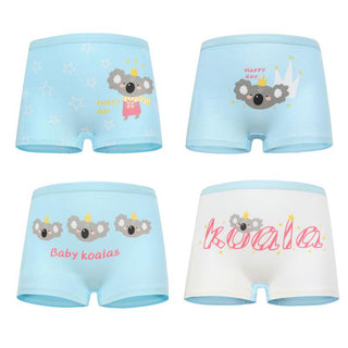 Babyqlo Cute Koala Printed Cotton Underpant Pack of 4 For Girls- Blue