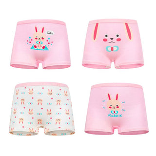 Babyqlo Cute Rabbit Printed Cotton Underpant Pack of 4 For Girls- Pink