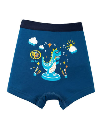 Boys Cotton Dino Print Boxer Shorts Pack of 4