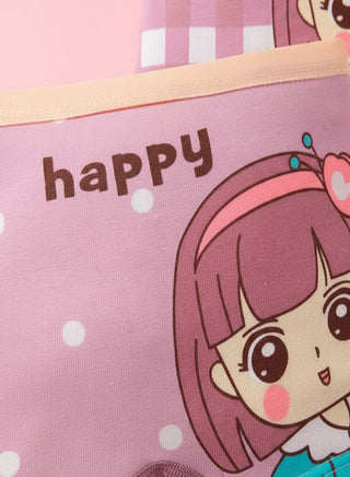 Girls Cotton Cute Girl Print Pack of 4