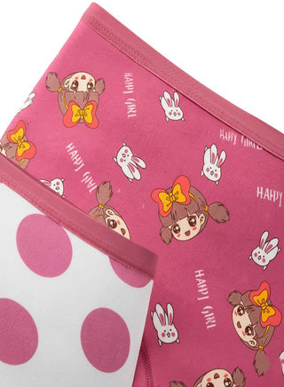 Girls Cotton Happy Girl Print Pack of 4