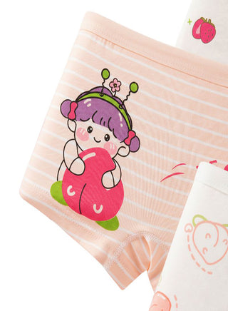 Girls Cotton Fruit Print Briefs Pack of 4