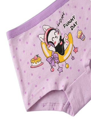 Girls Cotton Cute Bunny Print Pack of 4