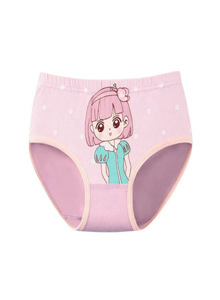 Girls Cotton Lovely Girl Print Pack of 4