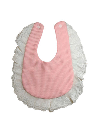 Cute Pink Baby Bib with Matching Cap Set
