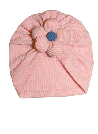 Cute Pink Baby Bib with Matching Cap Set