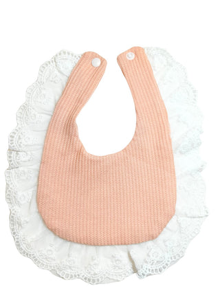 Elegant Peach Baby Bib and Hat Set