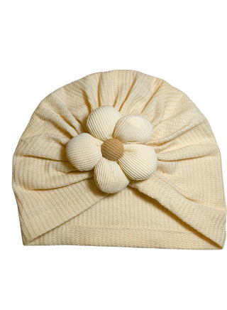 Baby Girl Flower Hat With Matching Bib Set