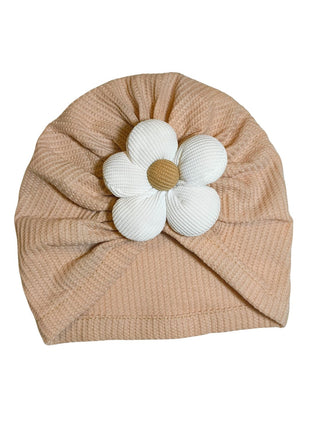 Cute Beige Baby Bib with Cap Set