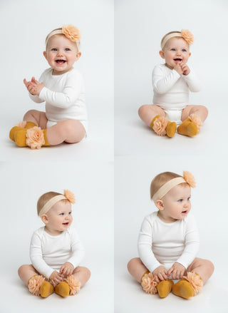 Floral Baby Socks with Headband Set