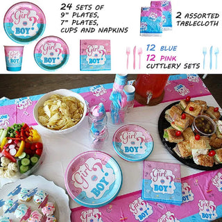 Cookieducks Pink and Blue party supplies and decoration | Gender Reveal Confetti Balloon Banner Baby Shower Decoration Kit