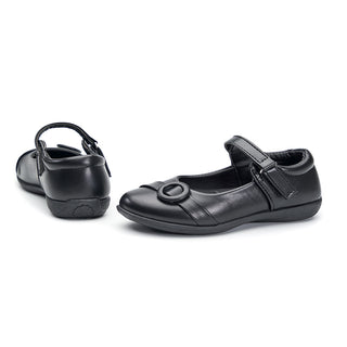 Stylish Black Mary Jane School Shoes with Hook and Loop Closure for Girls