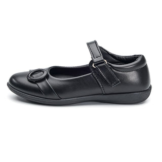 Stylish Black Mary Jane School Shoes with Hook and Loop Closure for Girls