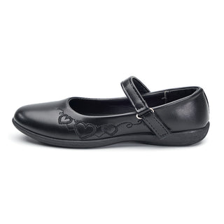 Adorable Black Mary Jane  School Shoes with Heart Detailing for Girls