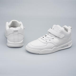 High-Top White School Sneakers with Velcro Straps for Active Kids