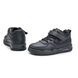 High-Top Black School Sneakers with Velcro Straps for Active Kids