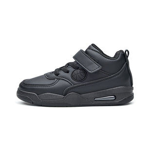 High-Top Black School Sneakers with Velcro Straps for Active Kids