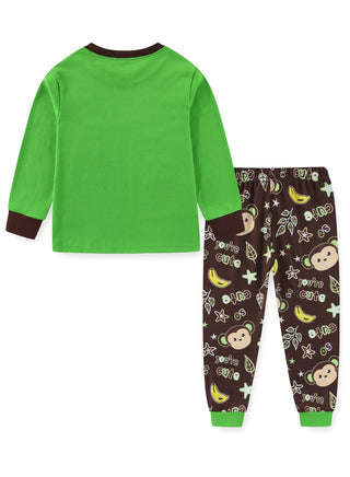 Glow Monkey Print Boys Cotton Night Suit