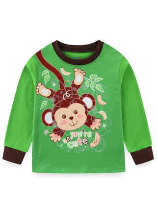 Glow Monkey Print Boys Cotton Night Suit