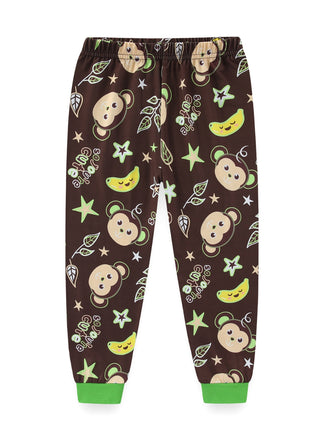 Glow Monkey Print Boys Cotton Night Suit