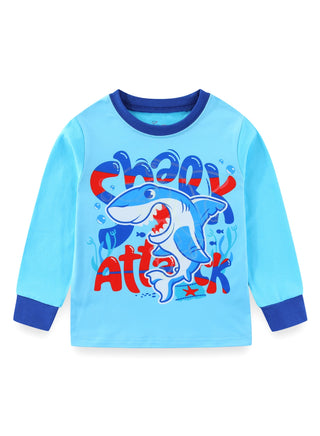 Glow Shark Attack Boys Cotton Pajama Set