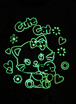 Glow Cute Cat Girls Cotton Nightwear Pajama Set