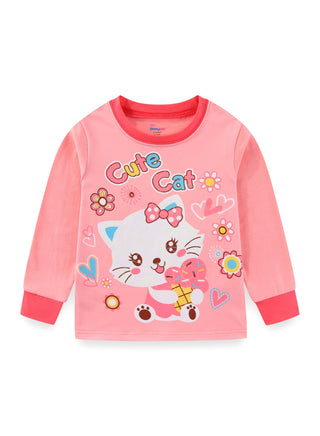 Glow Cute Cat Girls Cotton Nightwear Pajama Set