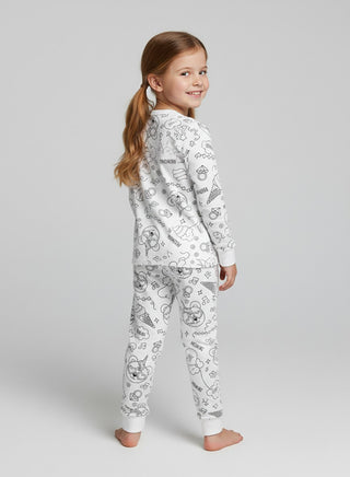 Girls Doodle Print Color Your Own Pajamas