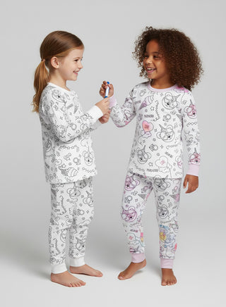 Girls Doodle Print Color Your Own Pajamas