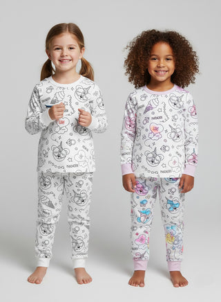 Girls Doodle Print Color Your Own Pajamas