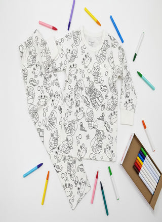 Fun Color Your Own Nightwear Pajama Set Girls