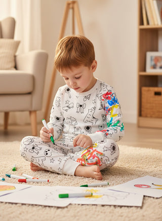 Fun Color Your Own Nightwear Pajama Set Boys