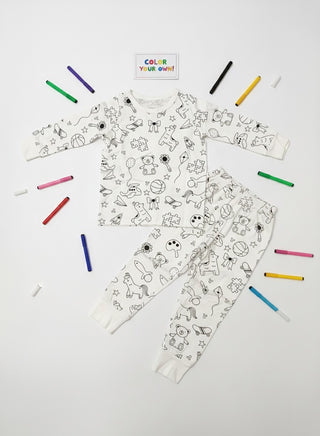 Fun Color Your Own Nightwear Pajama Set Boys