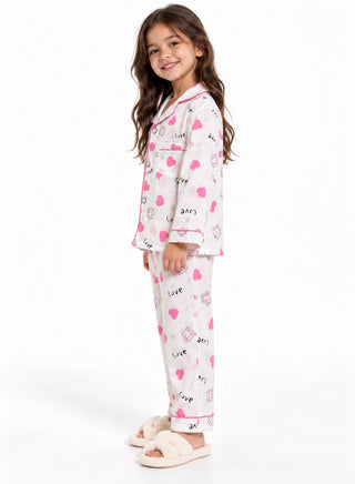Girls Pink Bunny Print Muslin Cotton Nightwear Set