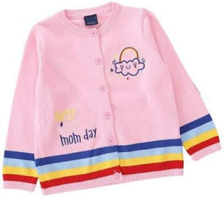 Happy Mom Day printed cute pink pure cotton soft sweater for little girls