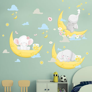 Baby Elephant on the Moon Wall Sticker For Kids Room