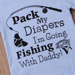 Baby Going fishing with Daddy Cute Quote Printed Romper For Little Boys