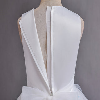 Glitter raffle pattern long party dress for girls - White