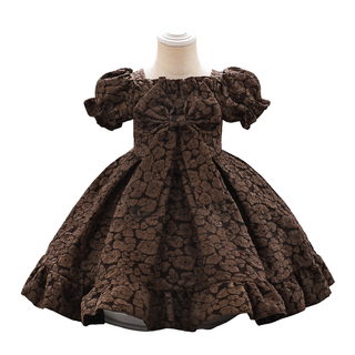 Frilled party dress with big bow for girls