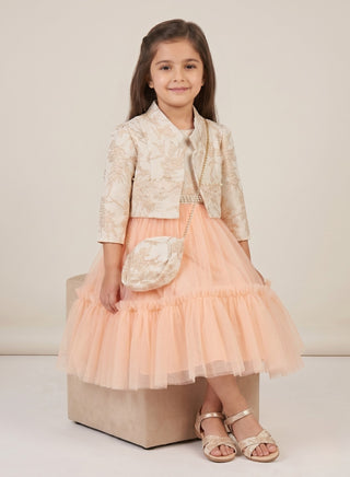 Blush Tulle Princess Gown with Jacket and Bag