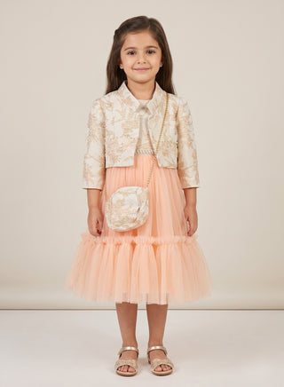 Blush Tulle Princess Gown with Jacket and Bag