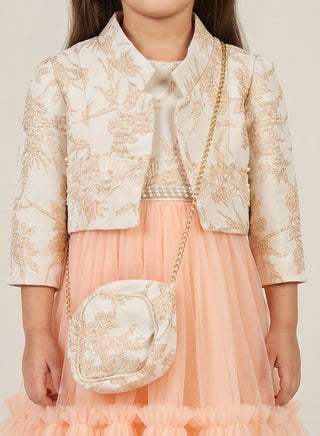 Blush Tulle Princess Gown with Jacket and Bag
