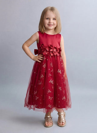 Elegant Floral Waist Party Gowns for Girls
