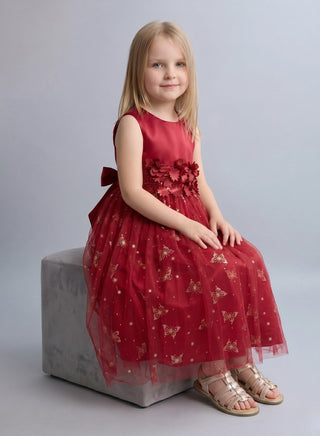 Elegant Floral Waist Party Gowns for Girls