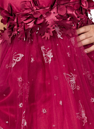 Elegant Floral Waist Party Gowns for Girls
